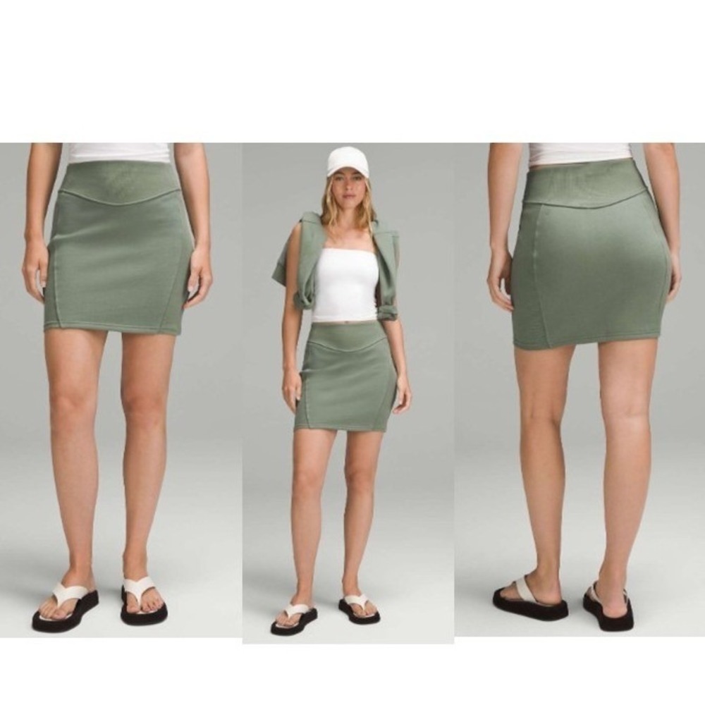 NEW w/tags Lululemon Scuba HR Mini Skirt Grey Eucalyptus Green LW8ALSS Size S‎
